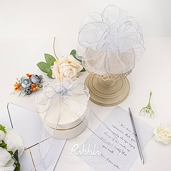 Amazon.com: Ribbli White Organza Wired Ribbon, White Sheer